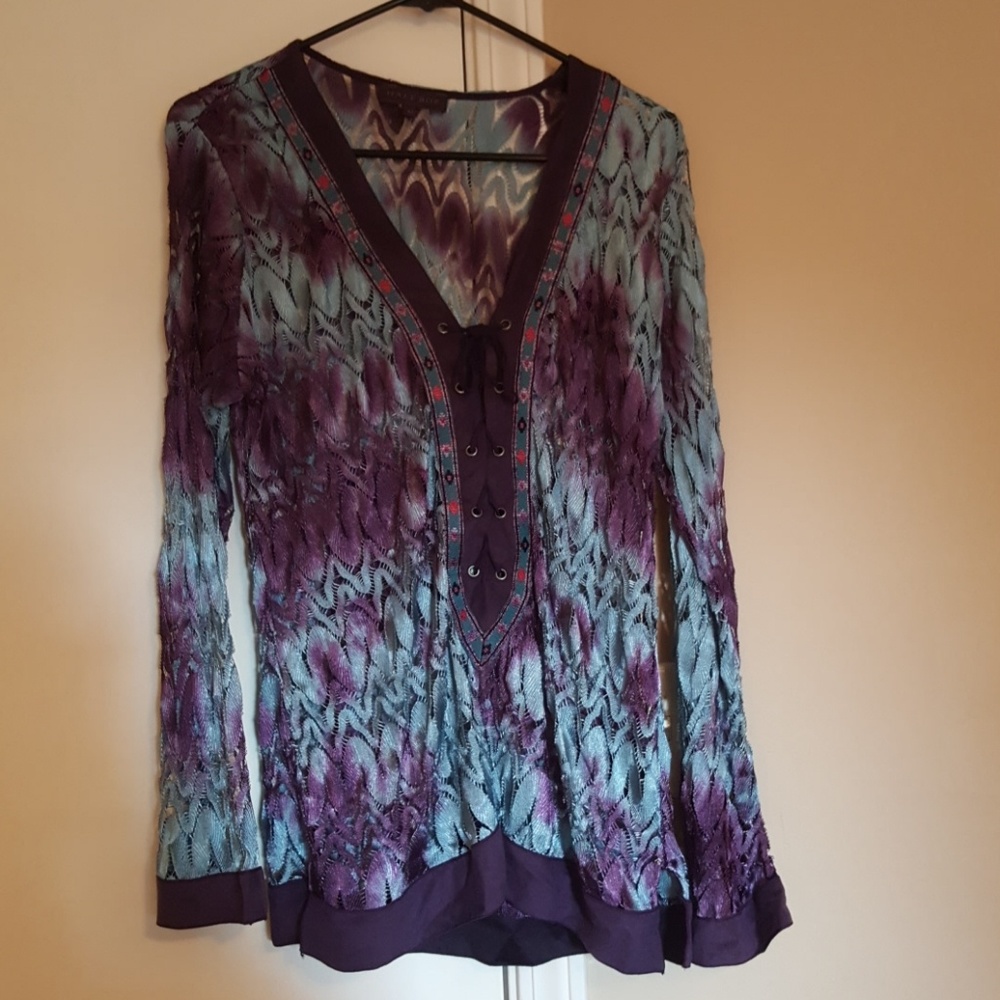 Multi color embroidered boho top