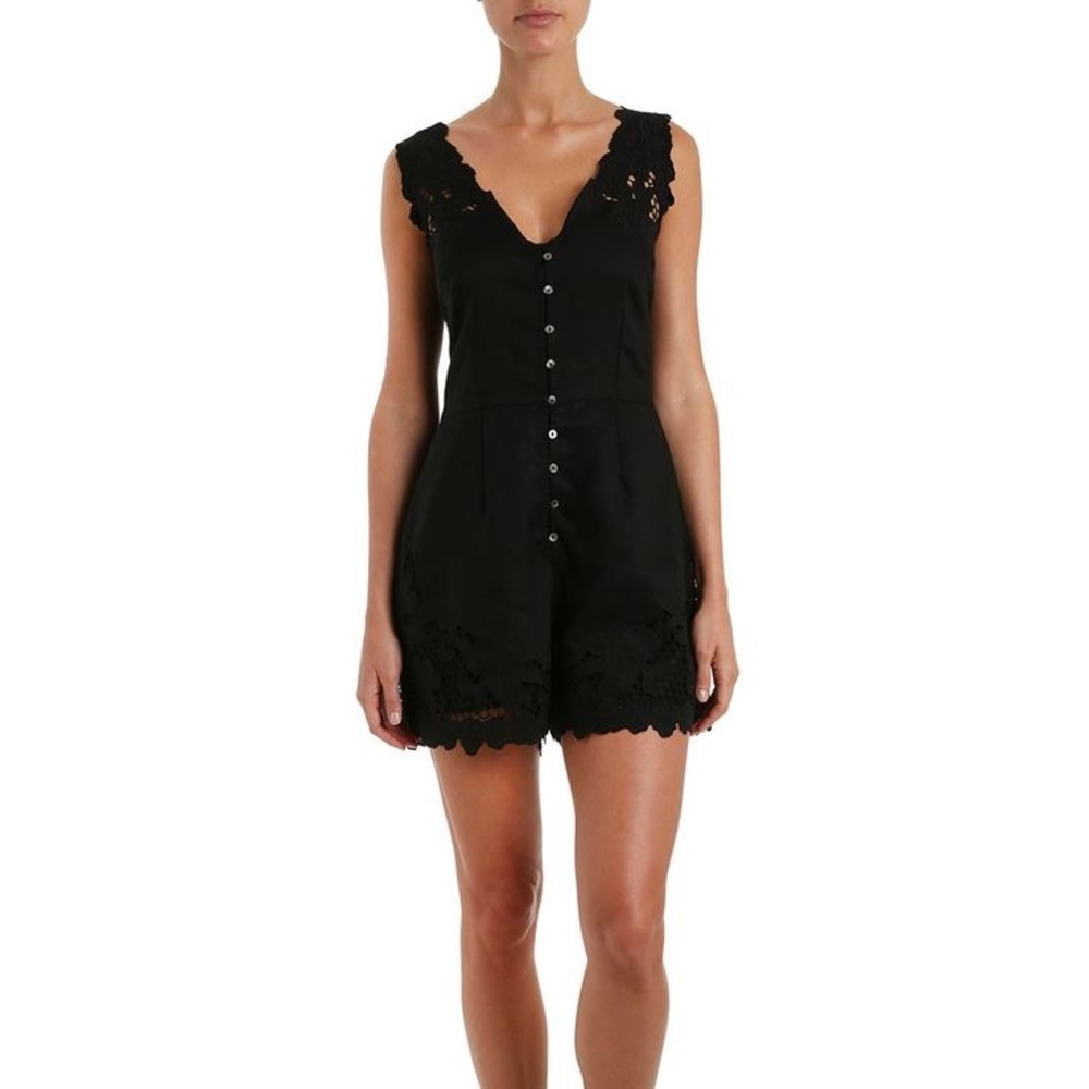 ZIMMERMANN TRINITY SCALLOP PLAYSUIT BLACK
