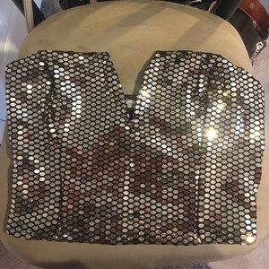 Gold Sequin Crop Top