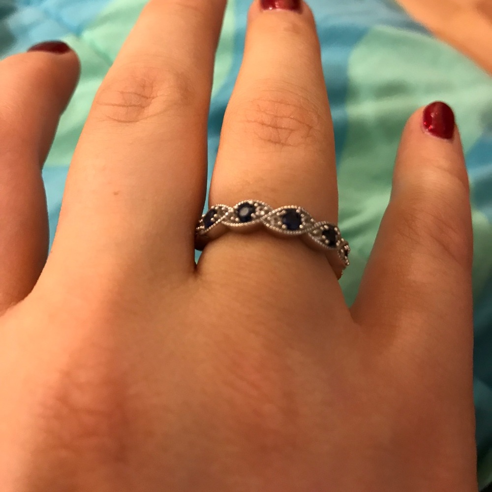 Blue sapphire and white sapphire ring