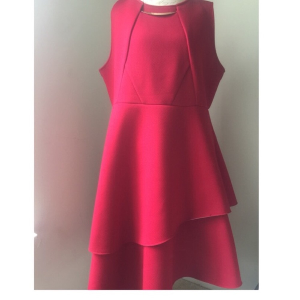 Eloqui scuba material red dress