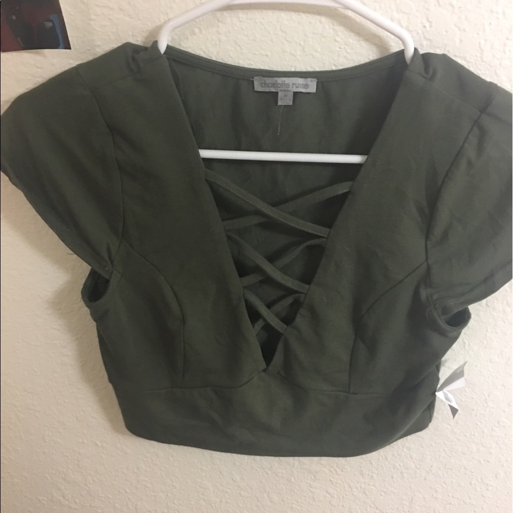 Army green crop top