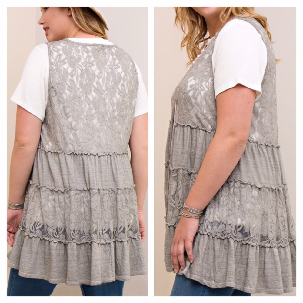TIERED, LACE PANEL VEST - Picture 6 of 6
