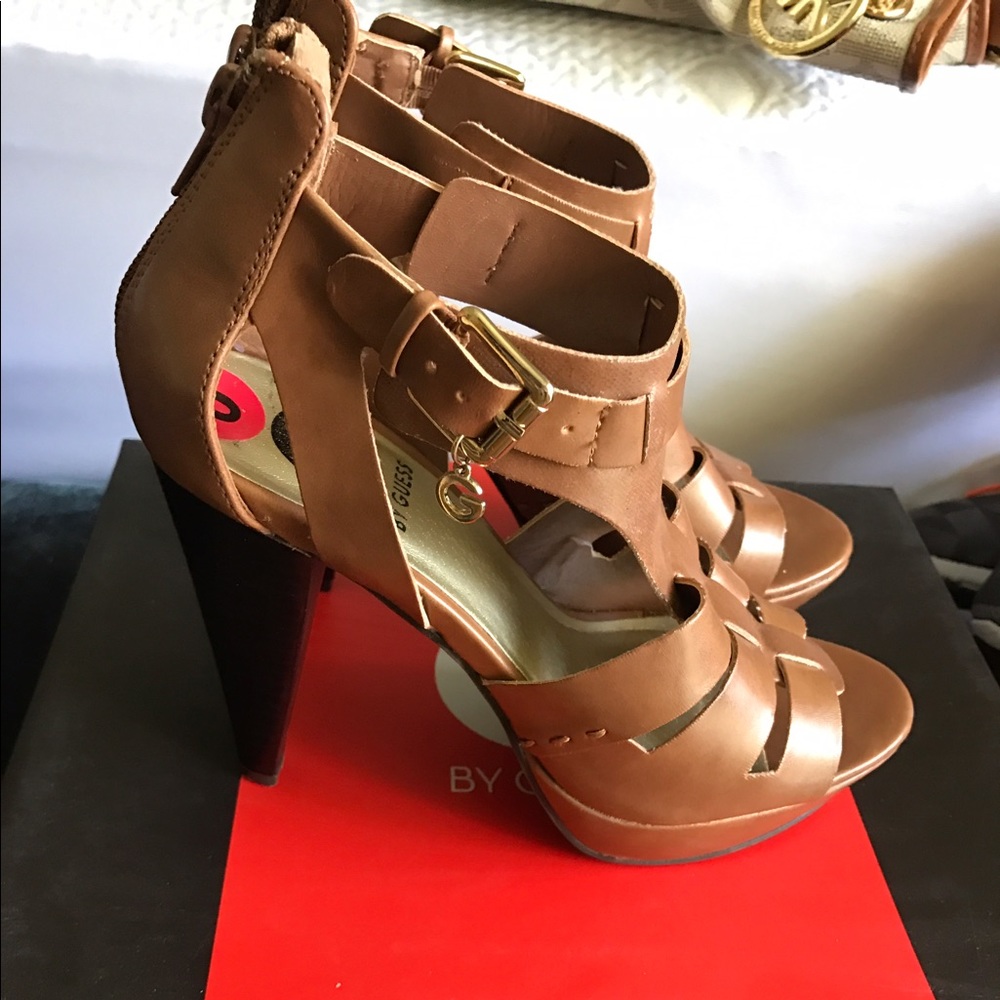 Tan g by guess heels size 6