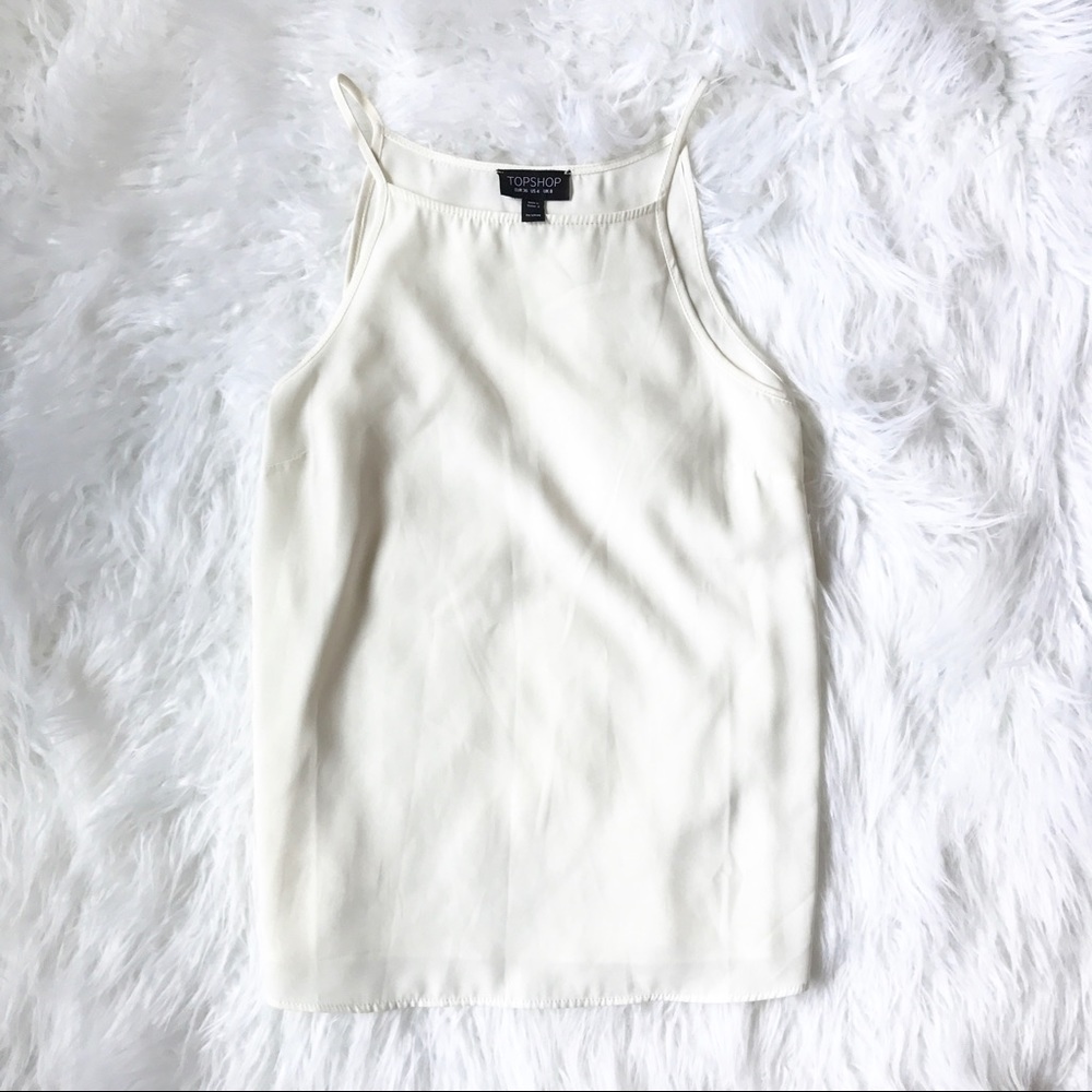 Topshop Tank Top Cami Women's White Silk Sz 4