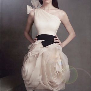 Vera Wang One Shoulder Organza Dress