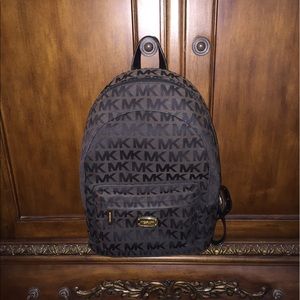 Michael Kors Canvas Backpack with Leather Straps