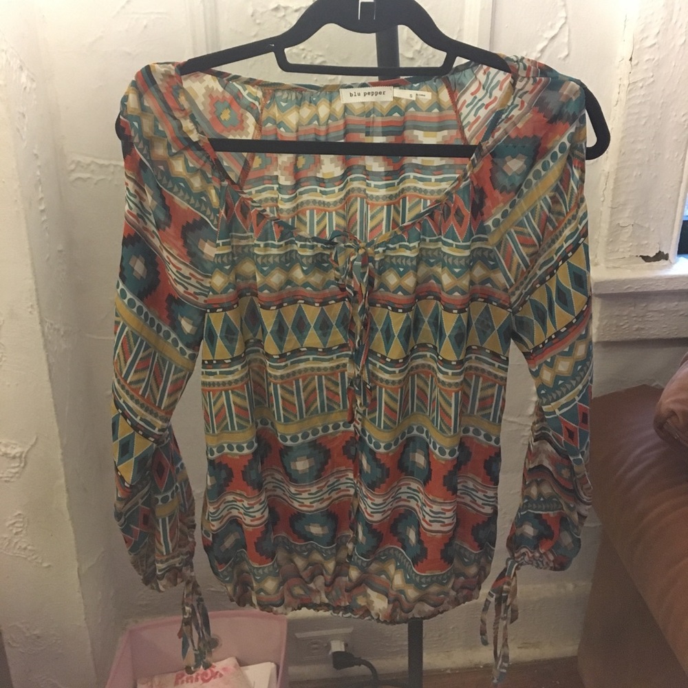 Patterned sheer blouse