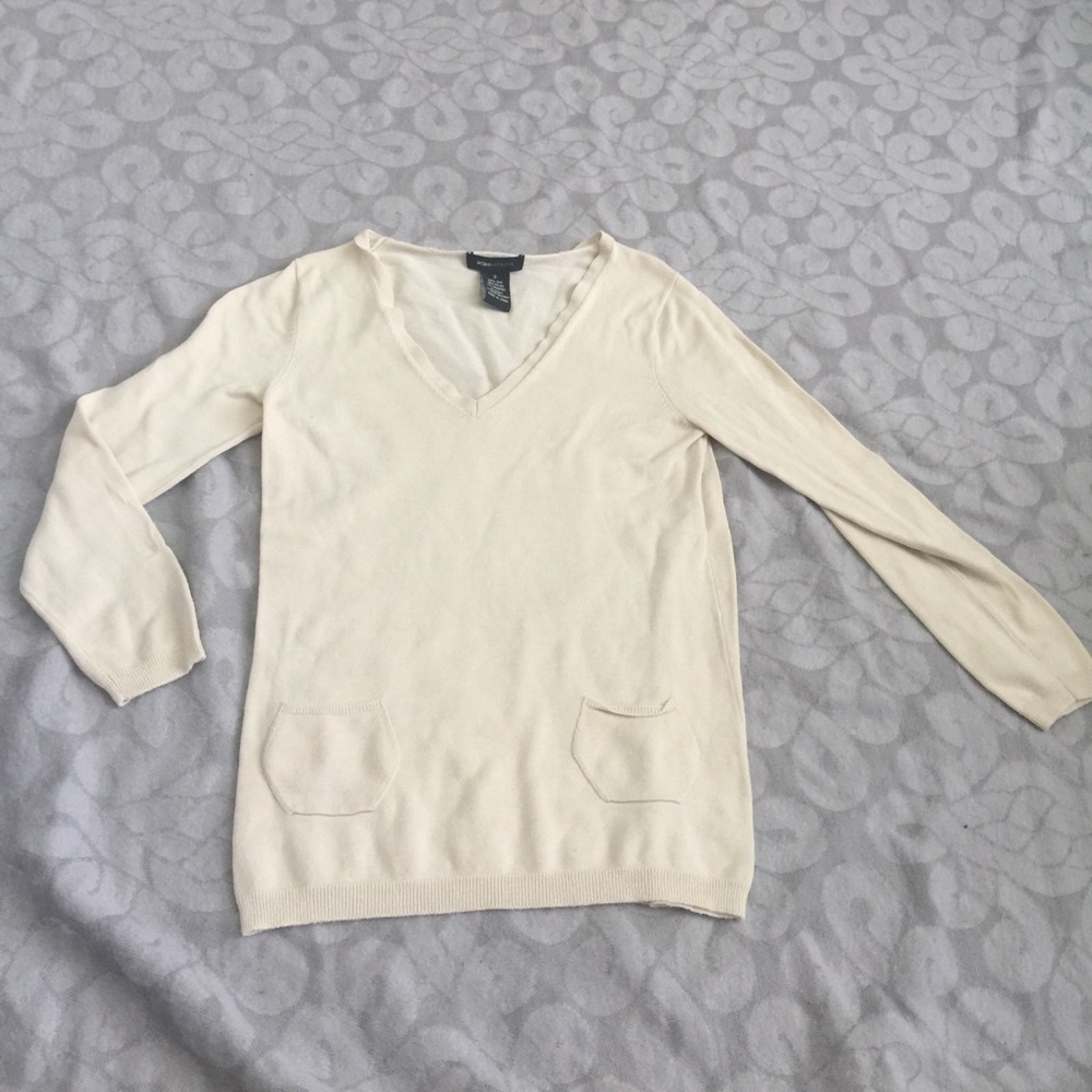 Cream v-neck sweater