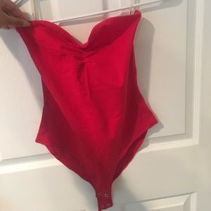 Red Strapless Bodysuit