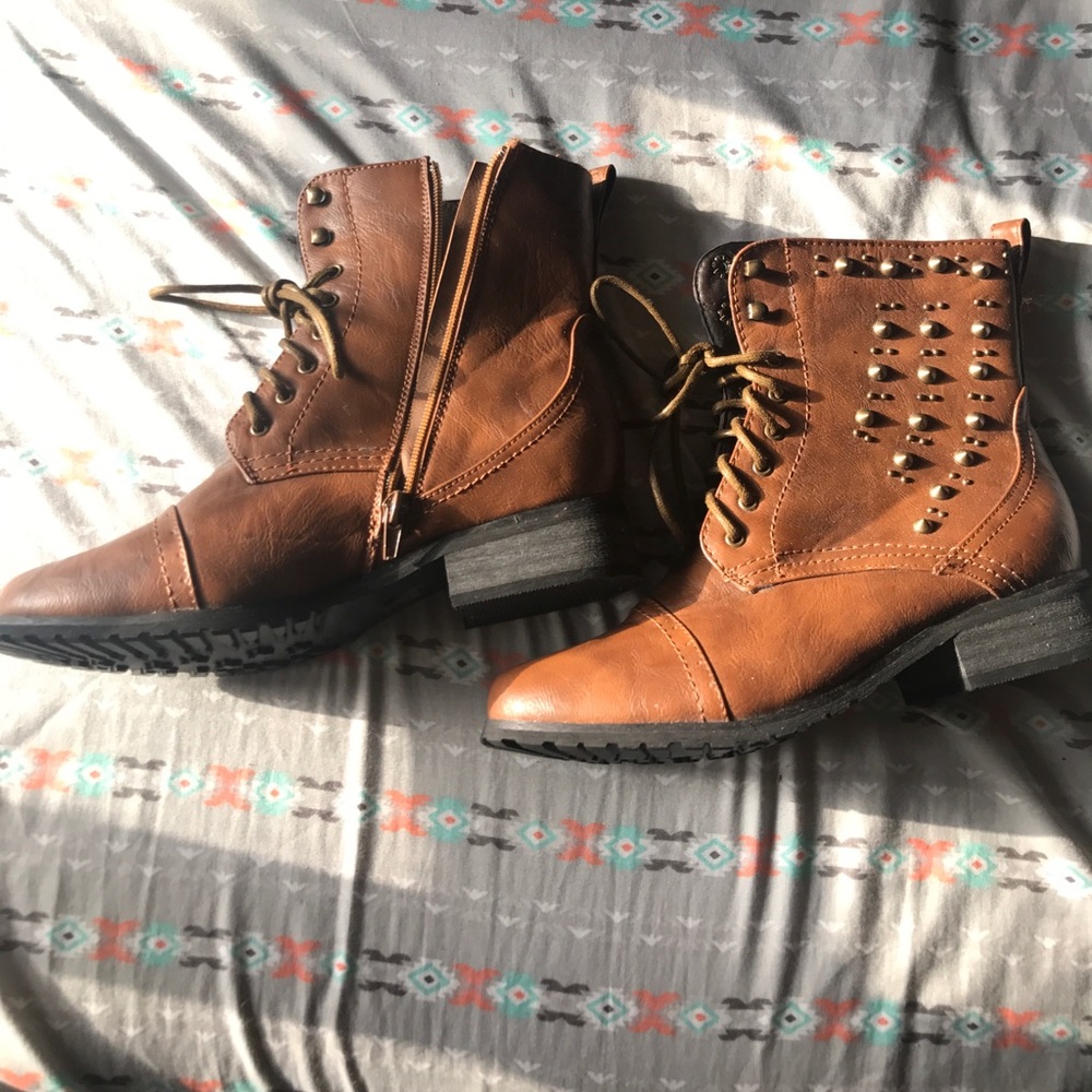 Camel Colored Combat Boots
