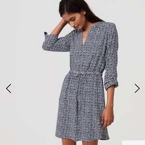 Loft Mosaic Print split neck Dress
