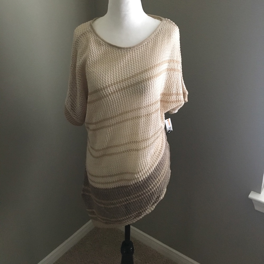 Cream Asymmetrical Knit Top