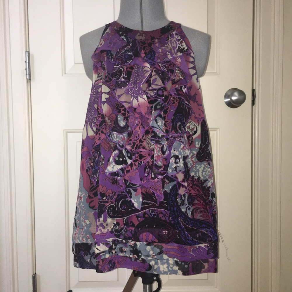 eci NY high quality, flattering layered blouse.