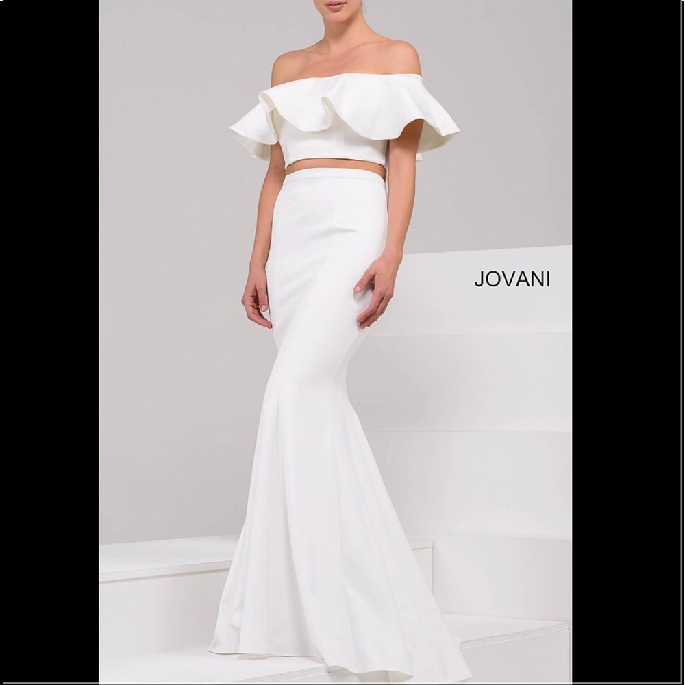 Jovani ivory two piece gown
