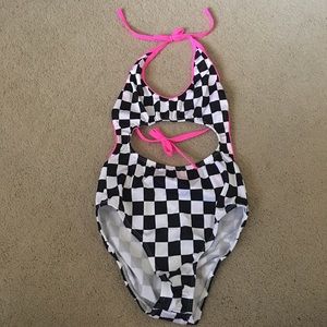 nwot, checkered rave bodysuit