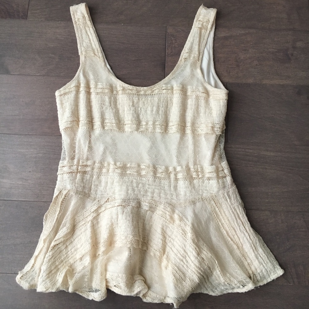 GANNI OFF-White Lace summer top