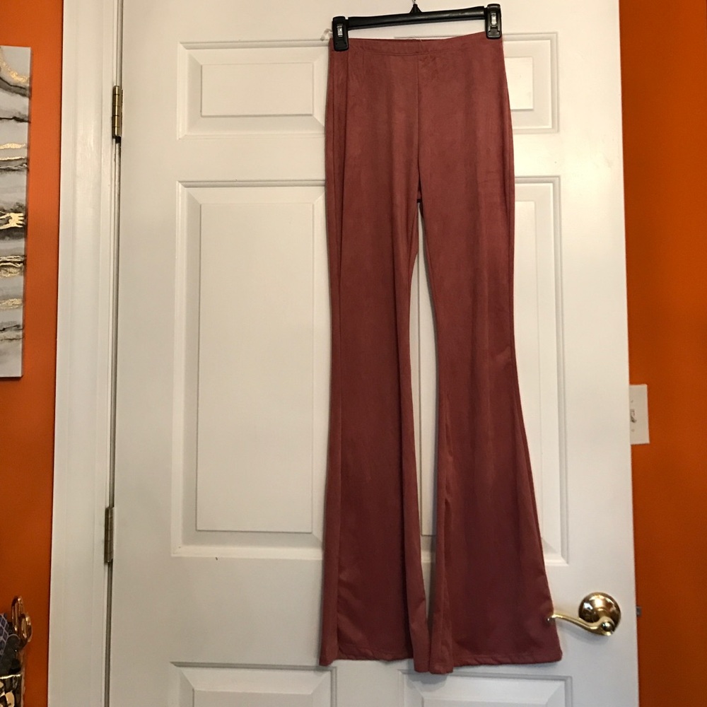 Mauve Suede Bell Bottom Pants
