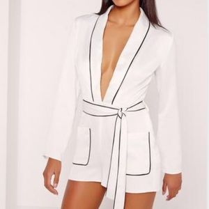 White satin playsuit.