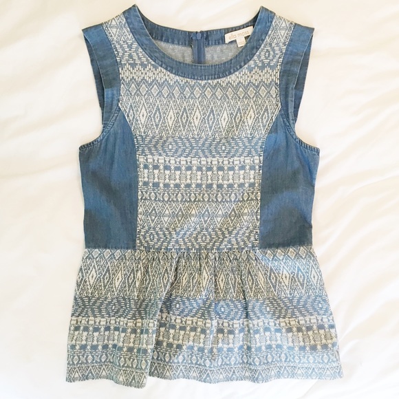 Ella Moss Tops - Ella Moss chambray peplum top
