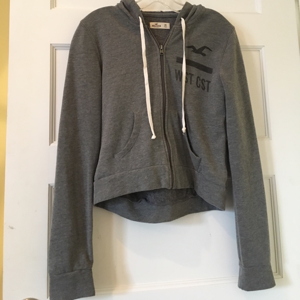 Hollister gray zip up hoodie
