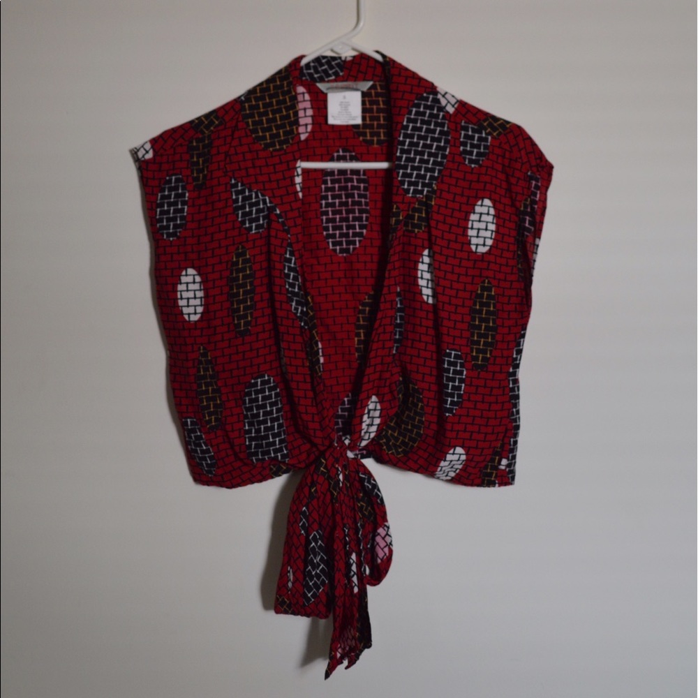 Esprit Patterned Crop Top Tie Crop Top Size Small