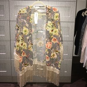 Flower printed kimono
