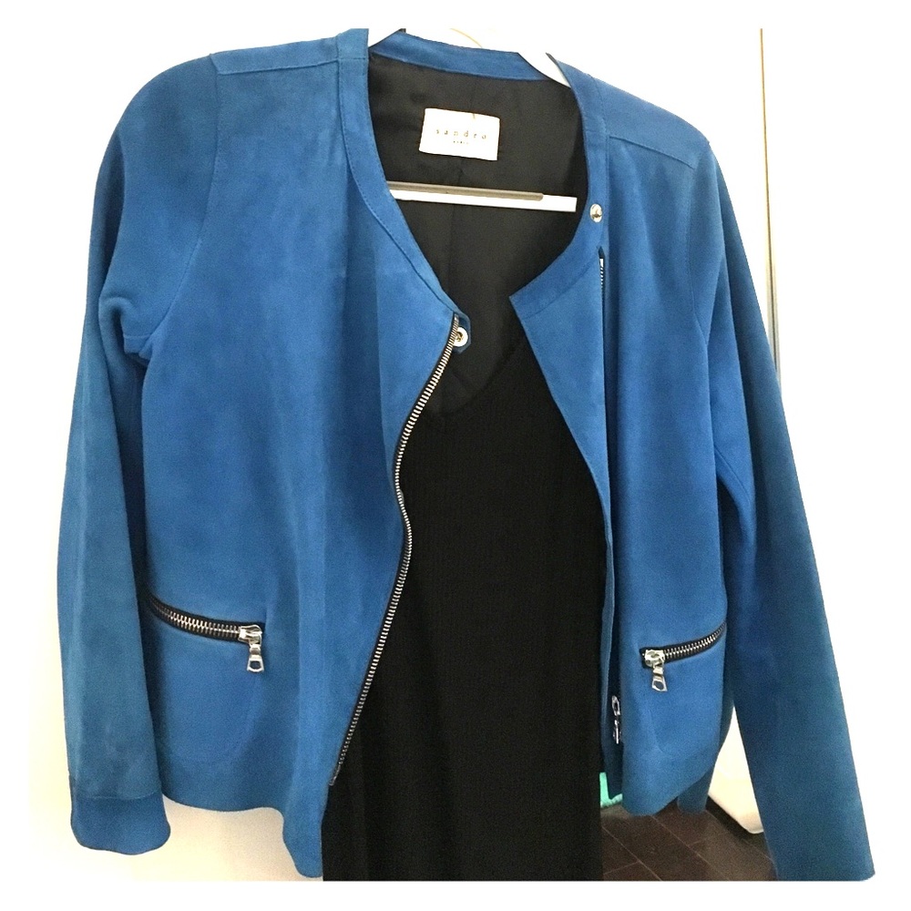 Sandro suede jacket electric blue