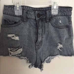 Grey High Waste Shorts
