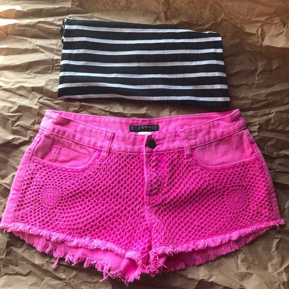 Billabong Hot Pink Crochet Shorts - NWOT