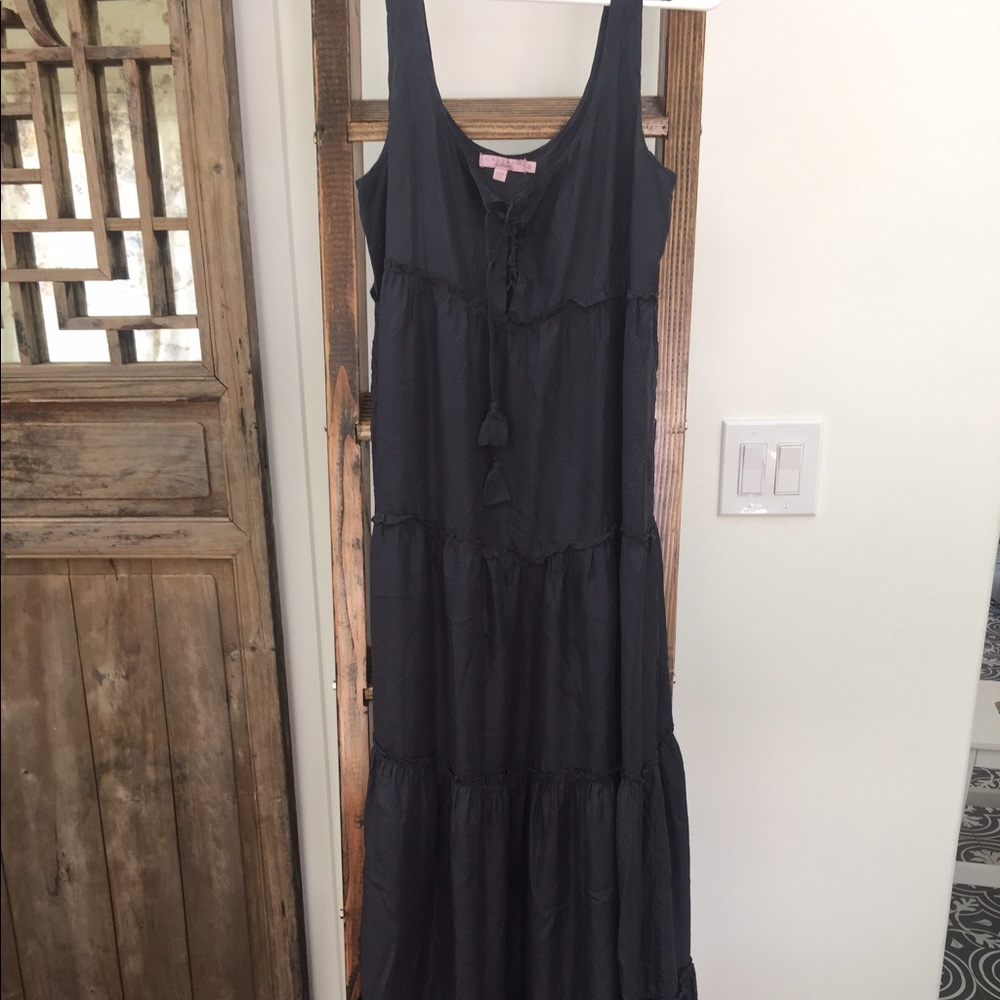 Calypso - dark navy/black silk dress