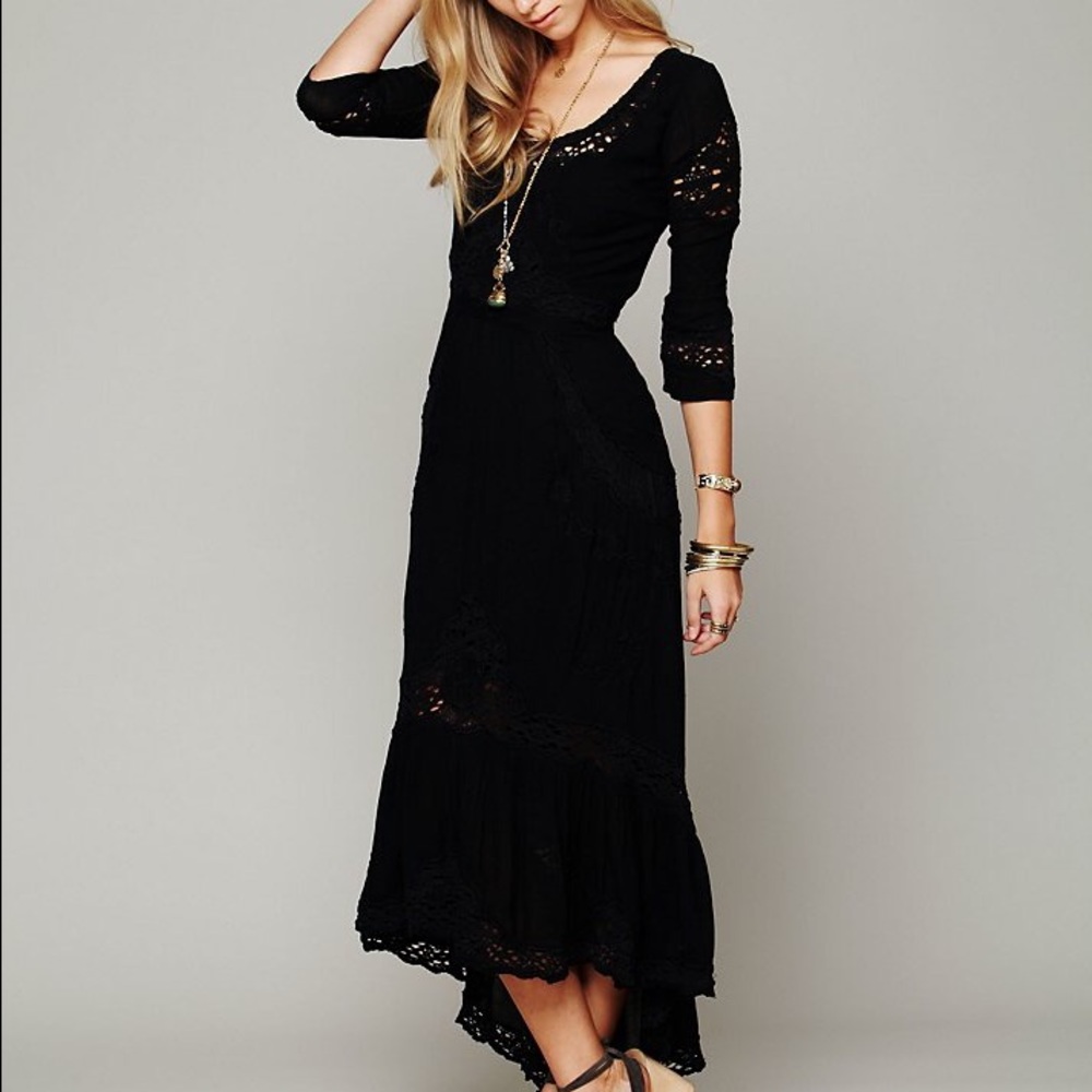 Free People Mexican Wedding Dress Black Medium