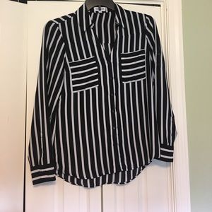 Black & white striped button up