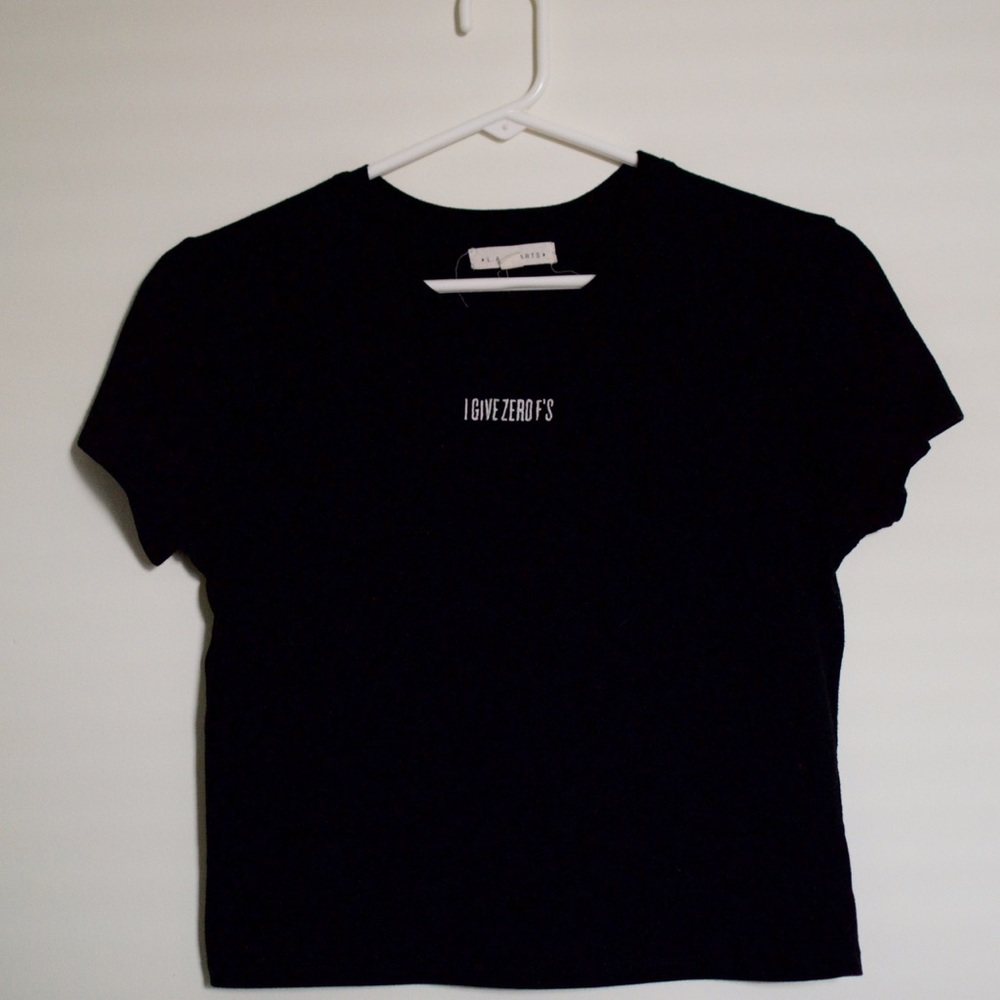 Black I Give Zero F's Crop Top T-Shirt