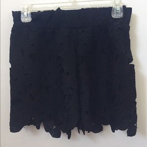 Black Floral Cut Out Shorts