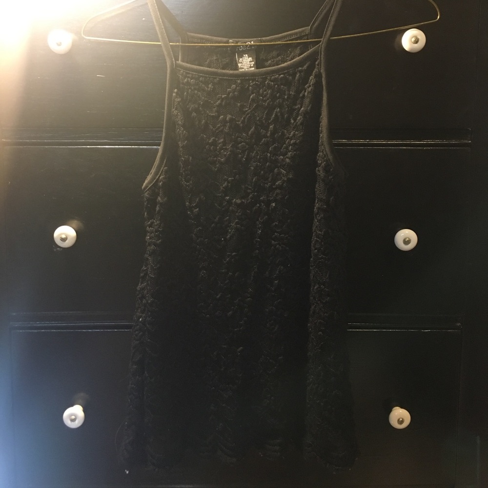 Black Lace Rue 21 See Through Back Tank Top