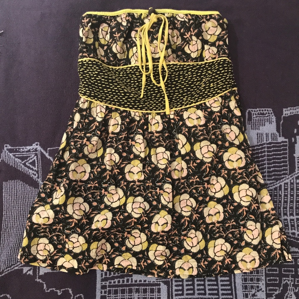 Free People floral strapless top/tunic sz 2