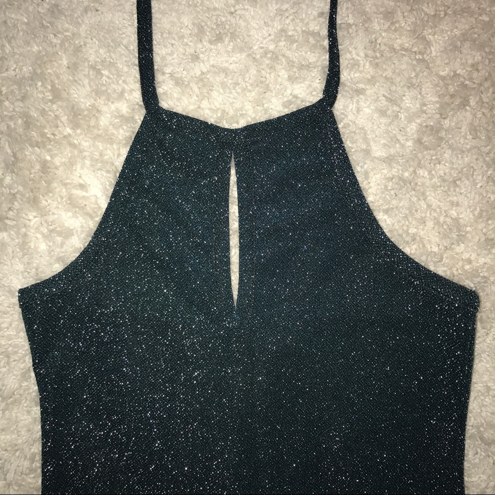 TOPSHOP Green Sparkly Halter