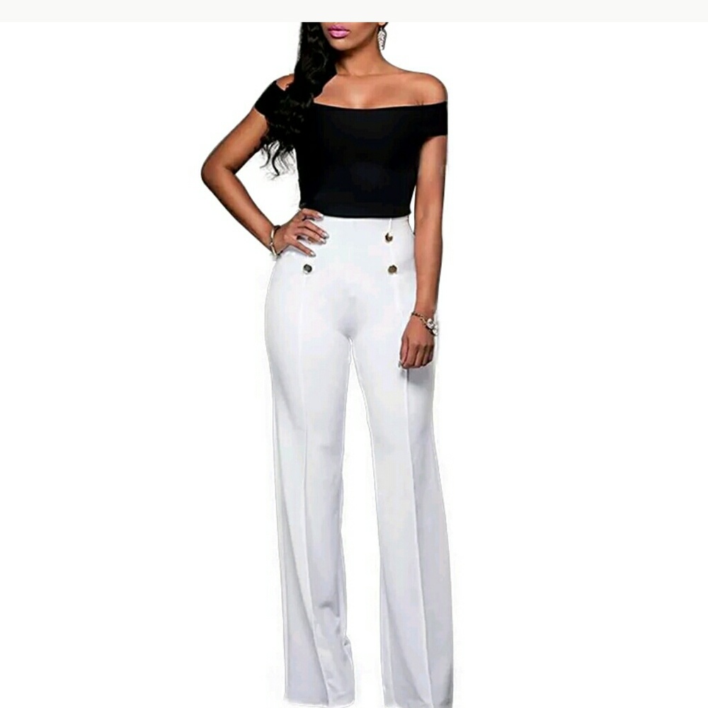 White wide leg pants