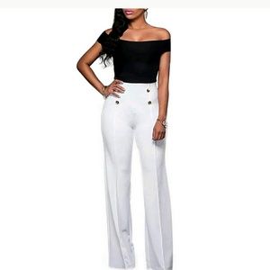 White wide leg pants