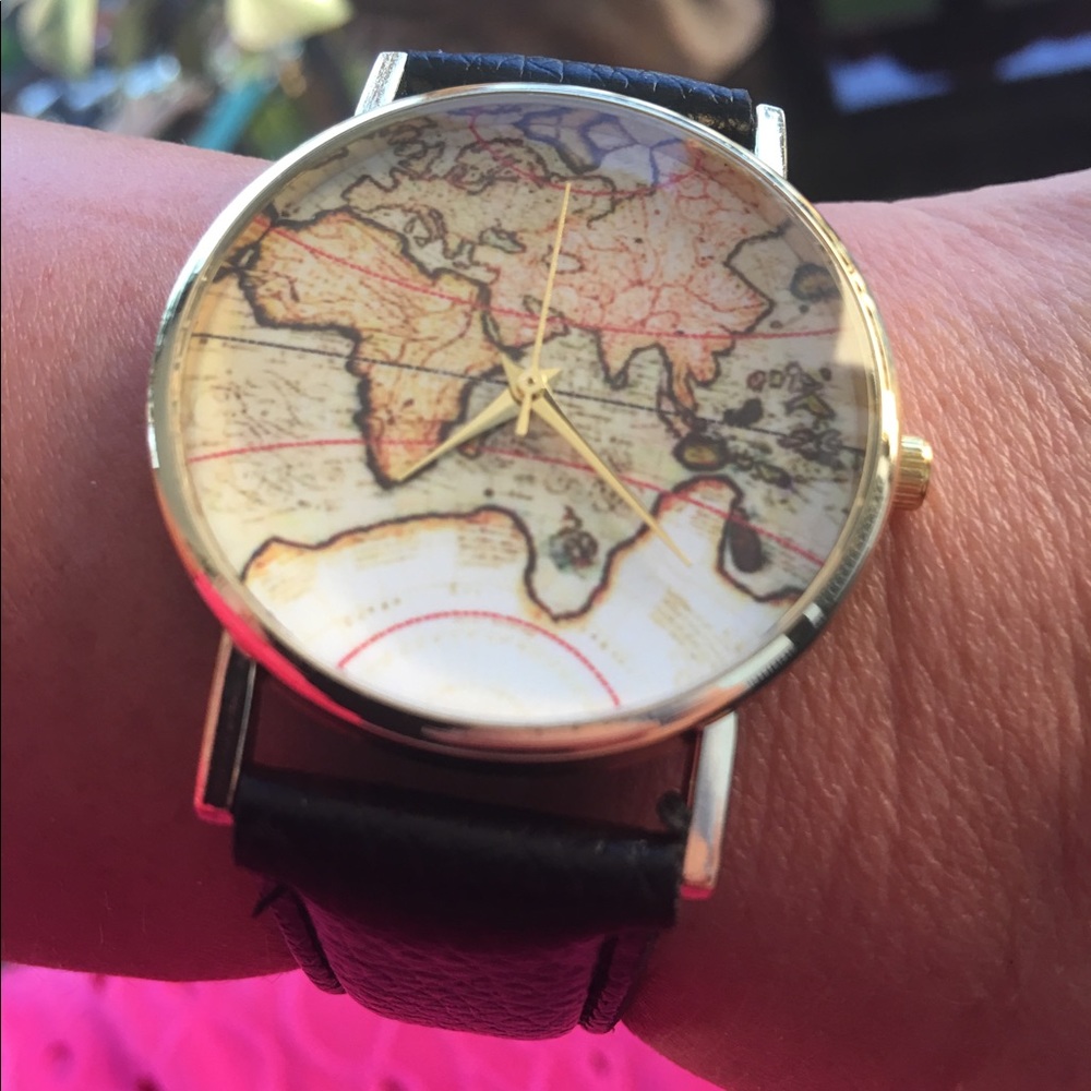 Black Travelers World Map Watch NWT ⌚️