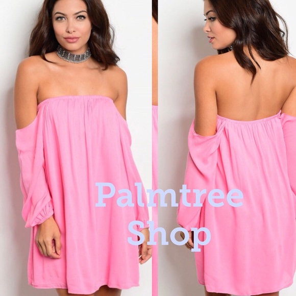 Palmtree Shop Dresses & Skirts - CLEARANCE Off the shoulder pink mini dress
