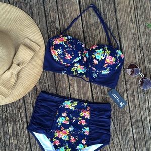 Vintage Floral High Waisted Bikini Set