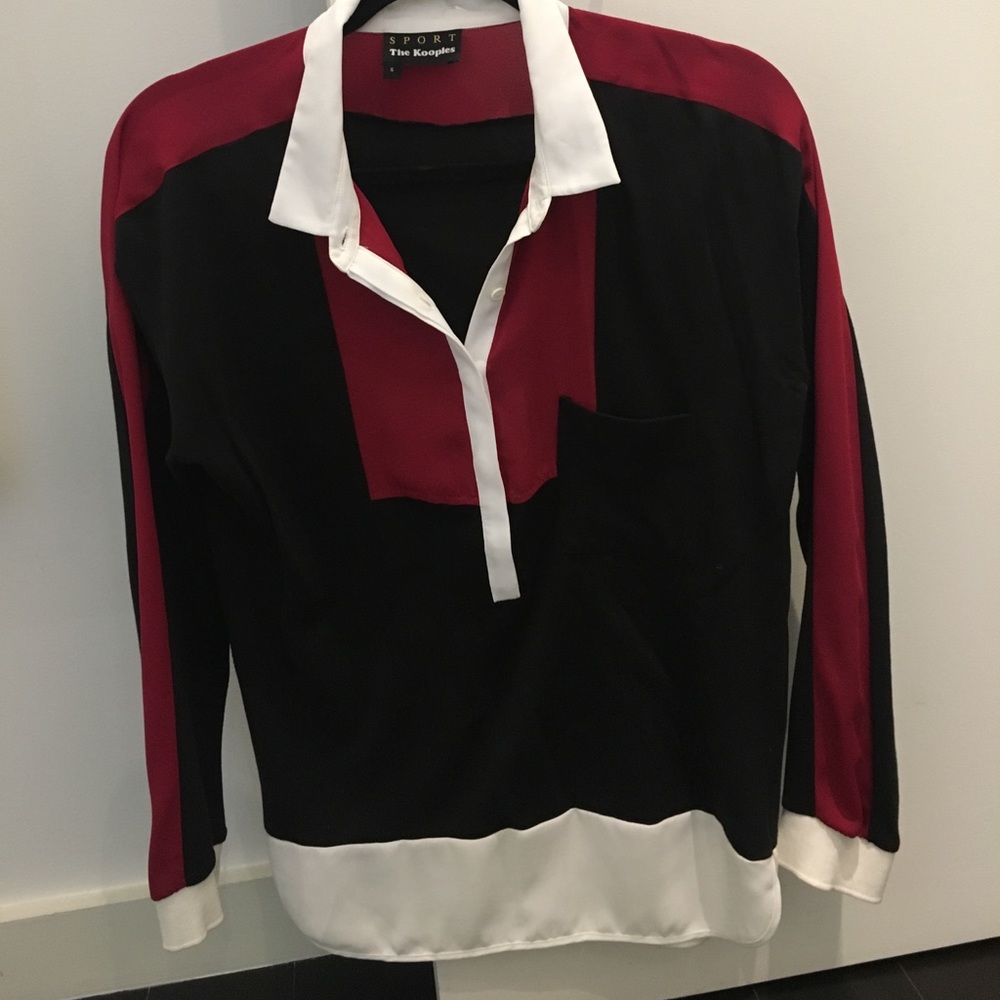 Semi button down black, white and red Kooples