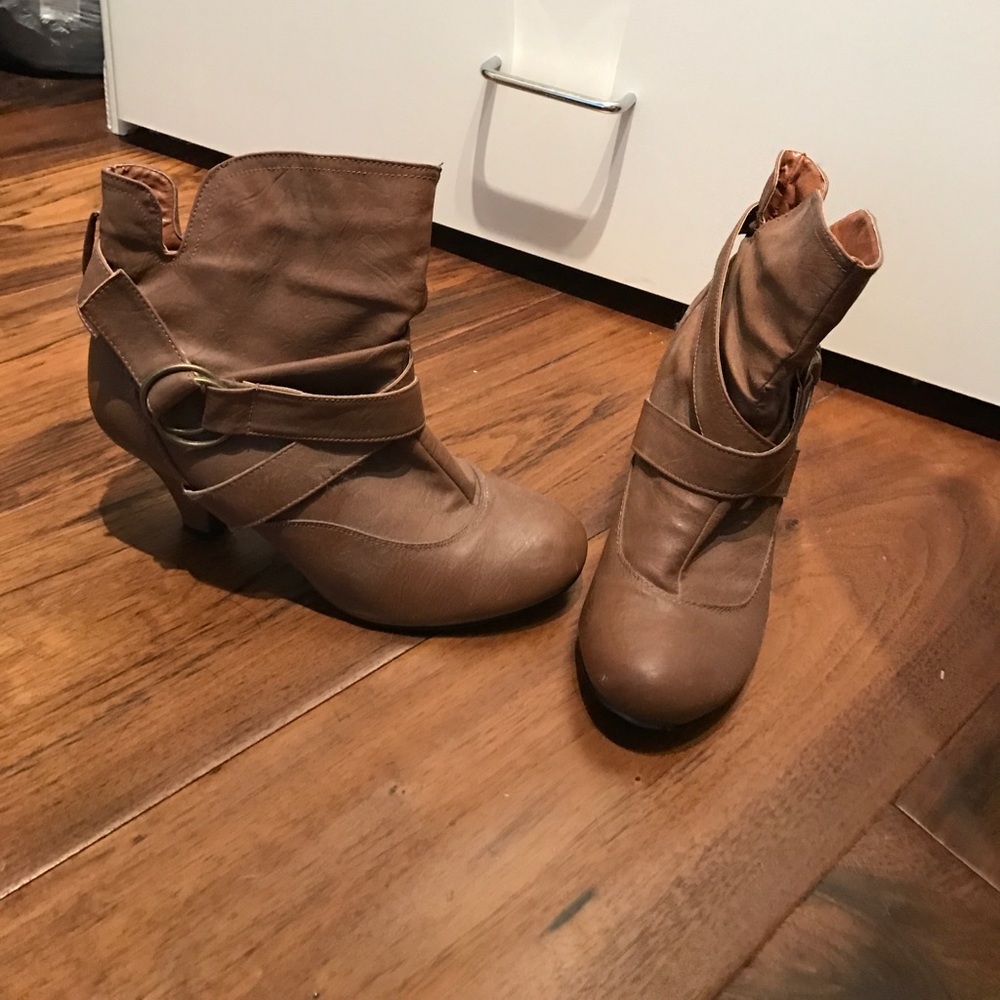 Brown heeled booties