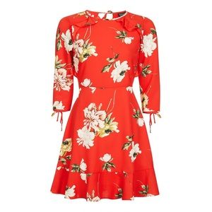 Topshop red paint tea dress
