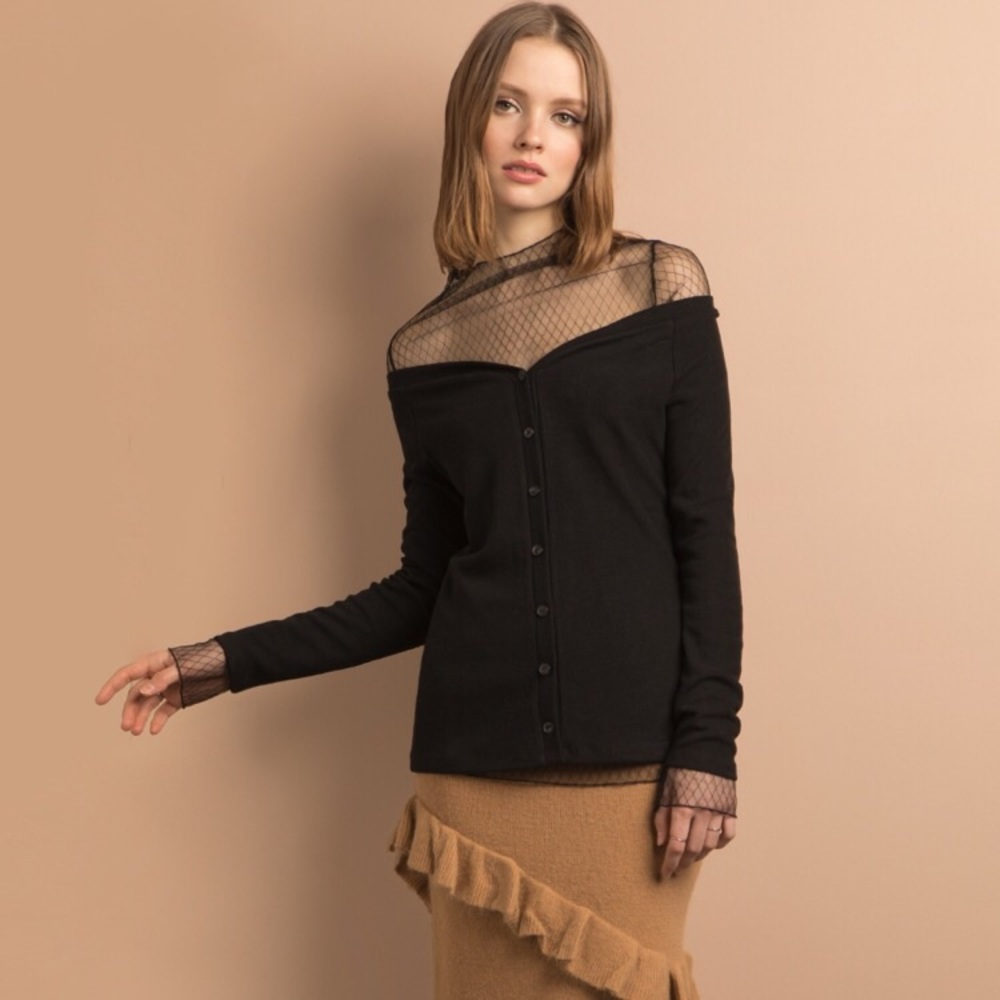 Pixie Market Lace Mesh Fishnet Layering Top