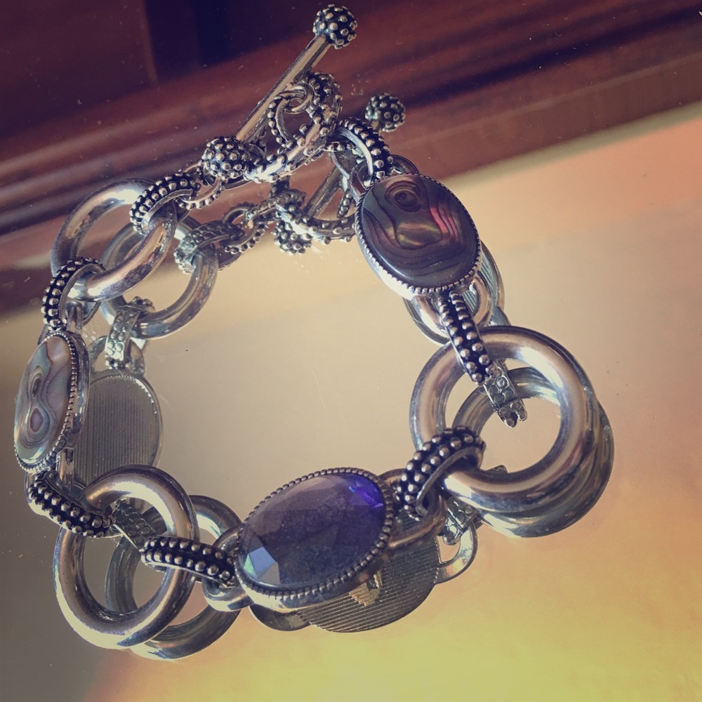 Silver bracelet with accent stones