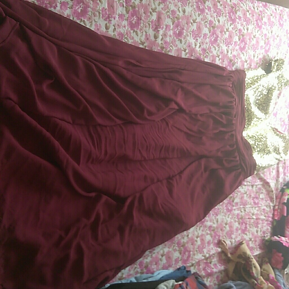Maroon and gold prom dress