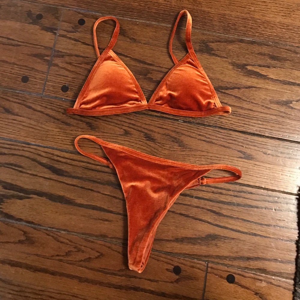 Burnt orange velvet bikini